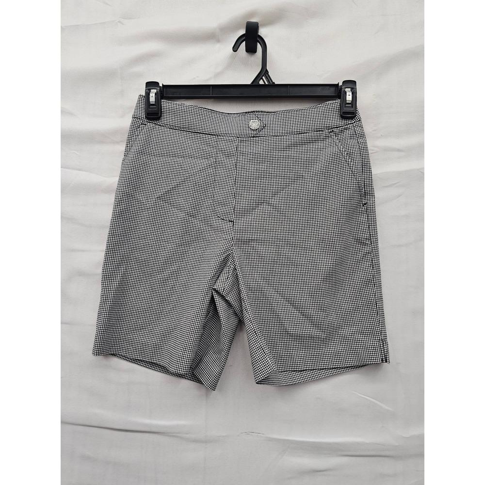 Rafaella Womens Houndstooth Shorts Black Viscose Blend Casual Size 4